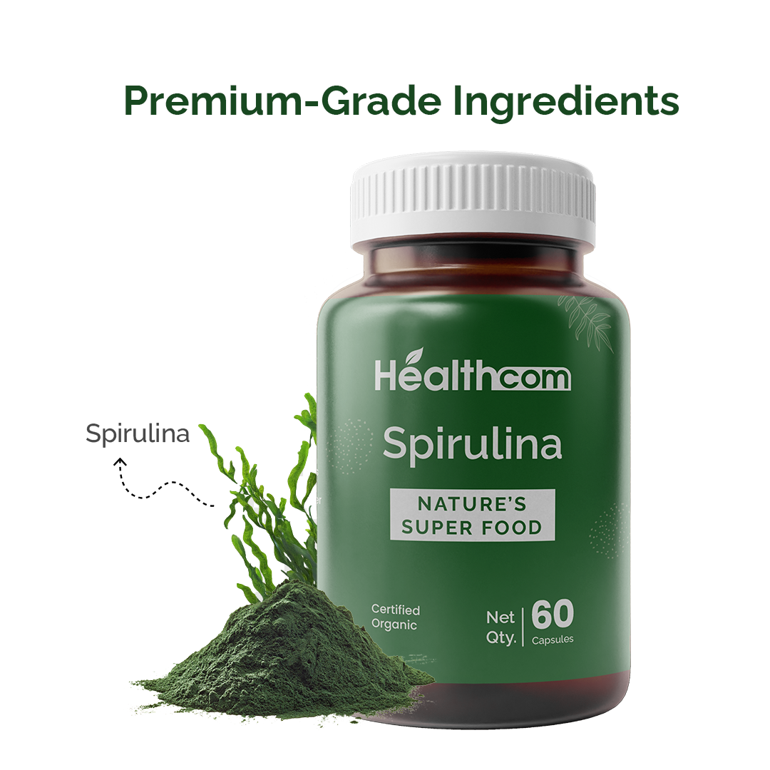 Healthcom Spirulina Capsules | Nature's Superfood for Detox & Nutrition | 60 Caps