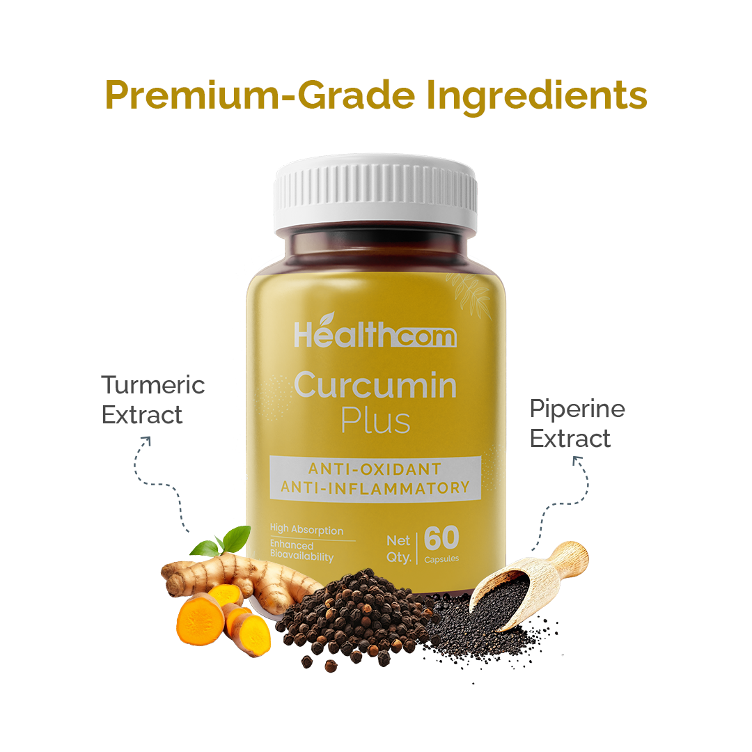 Healthcom Curcumin Plus Capsules | Turmeric Extract for Inflammation & Immunity | 60 Caps