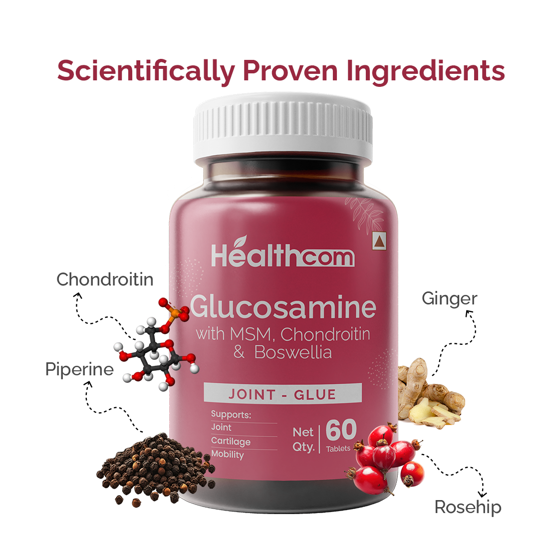 Healthcom Joint-Glue Glucosamine Sulphate Tablets | Joint Pain & Cartilage Support | 60 Tabs