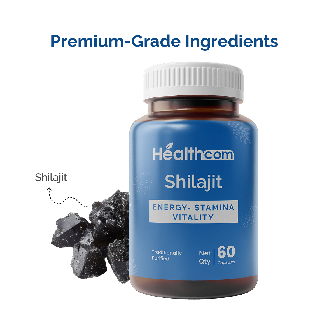 Healthcom Shuddha Shilajit Capsules | Pure Shilajit for Stamina & Vitality | 60 Caps