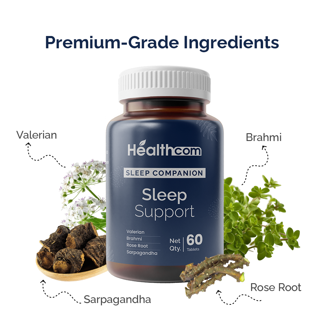 Healthcom Sleep Companion Tablets | Natural Sleep Aid & Relaxation Support | 60 Tabs
