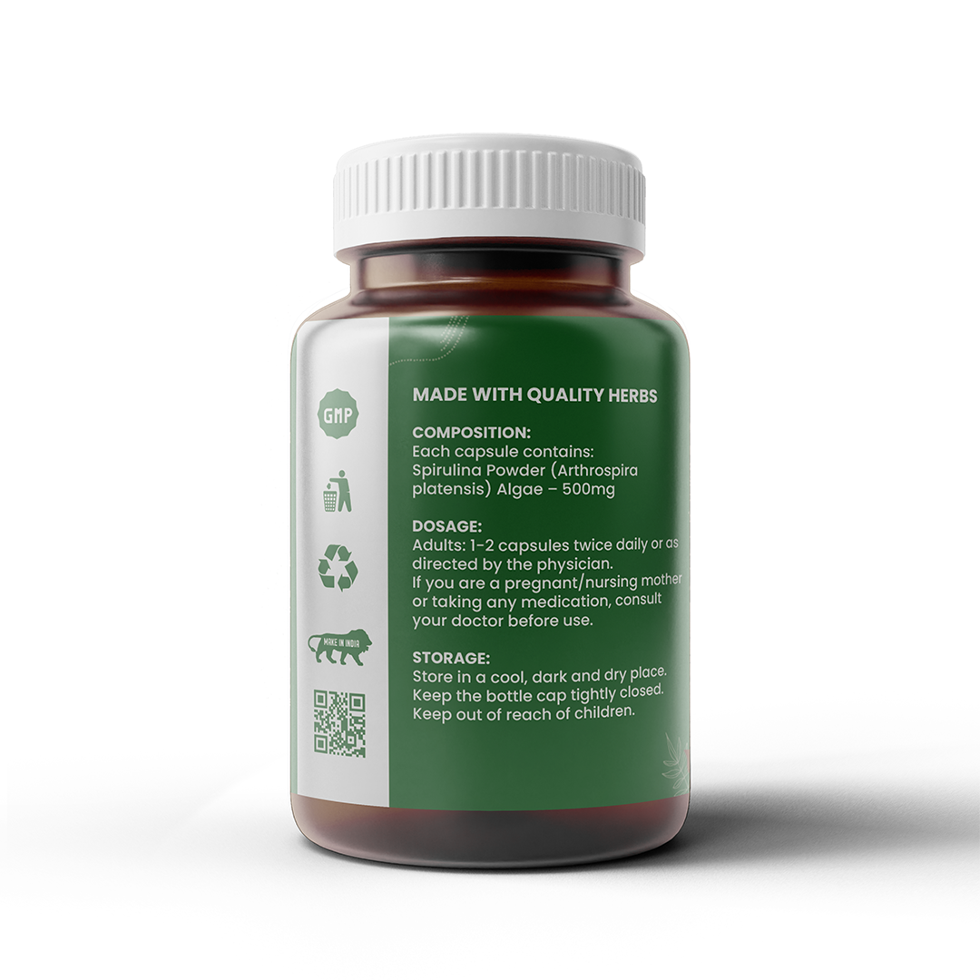 Healthcom Spirulina Capsules | Nature's Superfood for Detox & Nutrition | 60 Caps