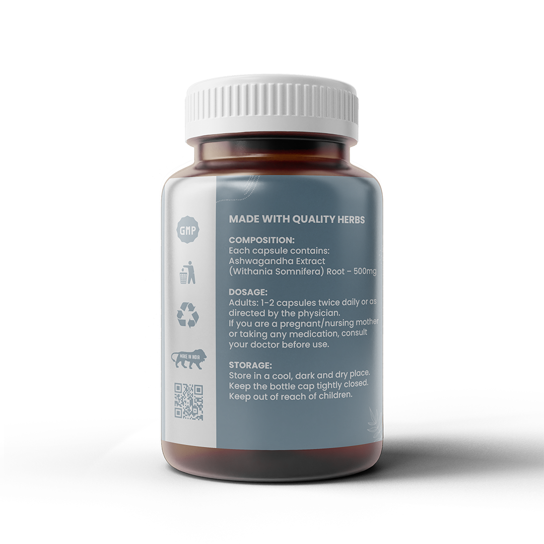 Healthcom Ashwagandha Capsules | Stress Relief & Energy Booster | 60 Ayurvedic Caps