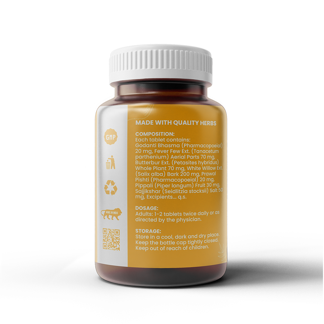 Healthcom Mig-Relief Tablets | Natural Headache & Migraine Support | 60 Tabs