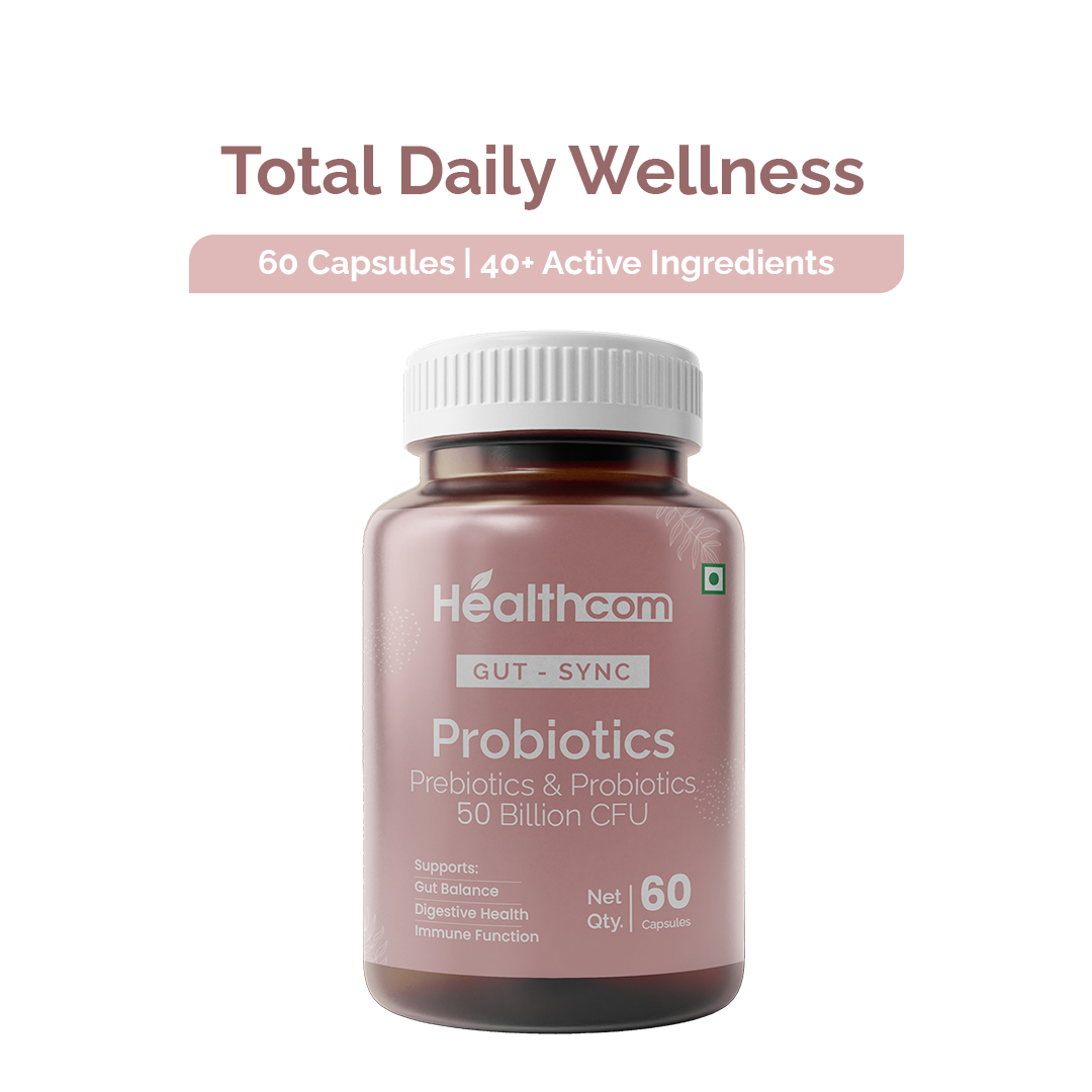 Healthcom Gut-Sync Probiotics Capsules | Digestive Health & Gut Flora Support | 60 Caps