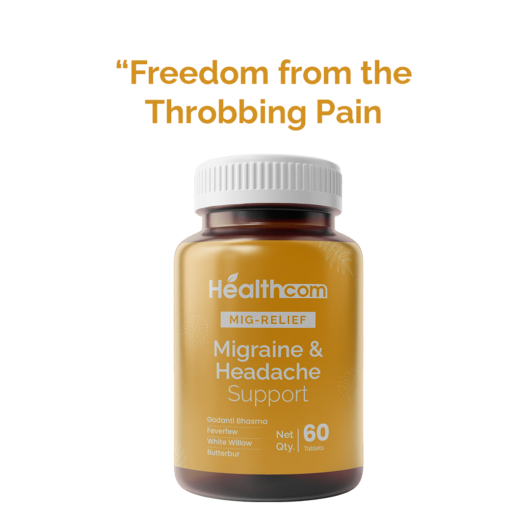 Healthcom Mig-Relief Tablets | Natural Headache & Migraine Support | 60 Tabs