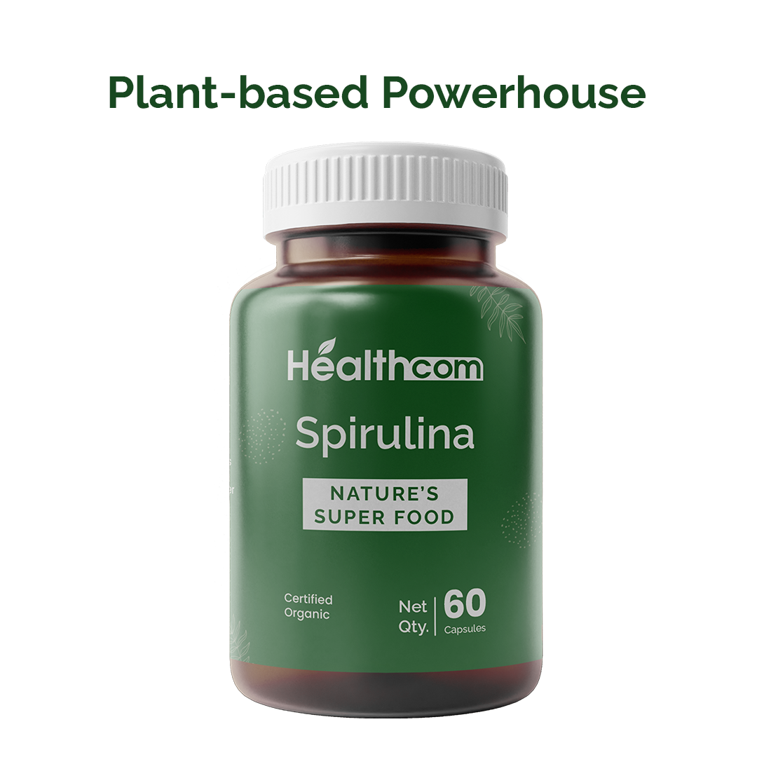 Healthcom Spirulina Capsules | Nature's Superfood for Detox & Nutrition | 60 Caps