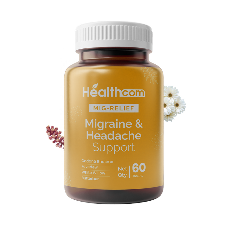 Healthcom Mig-Relief Tablets | Natural Headache & Migraine Support | 60 Tabs