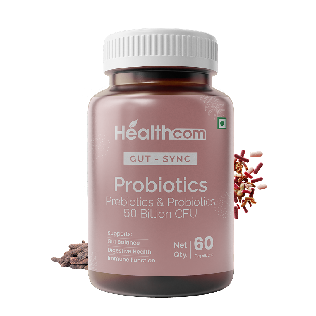 Healthcom Gut-Sync Probiotics Capsules | Digestive Health & Gut Flora Support | 60 Caps