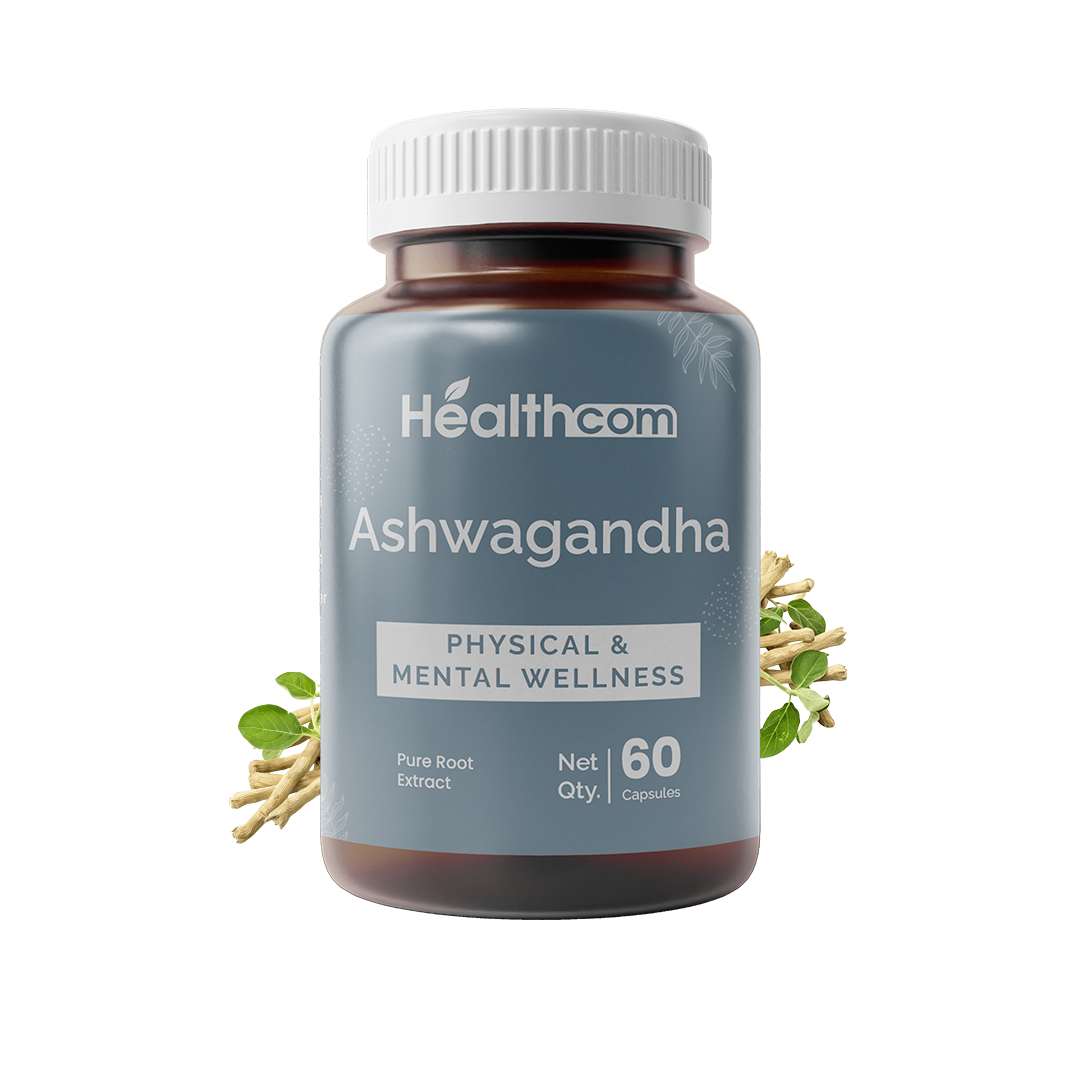 Healthcom Ashwagandha Capsules | Stress Relief & Energy Booster | 60 Ayurvedic Caps