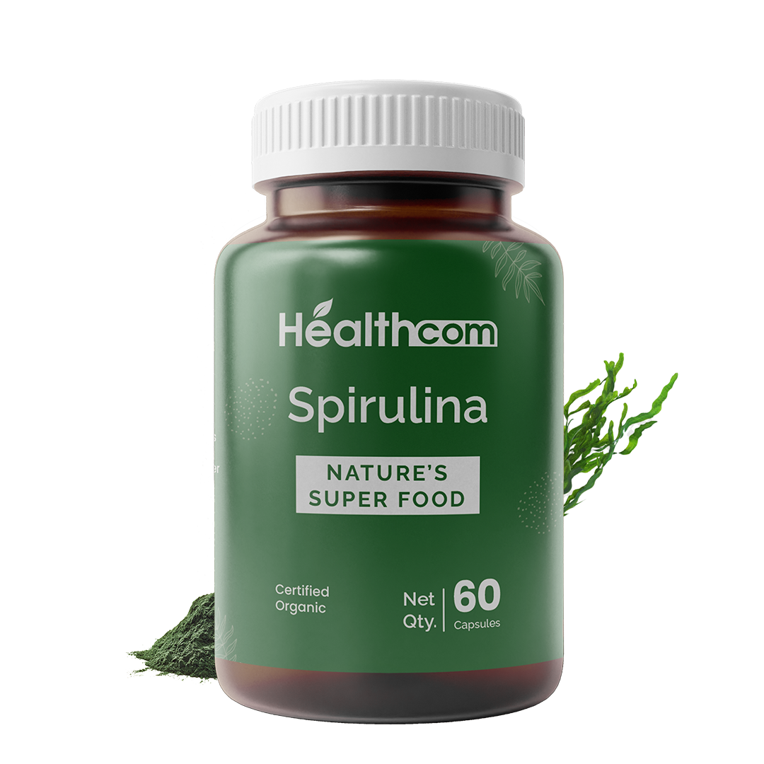 Healthcom Spirulina Capsules | Nature's Superfood for Detox & Nutrition | 60 Caps