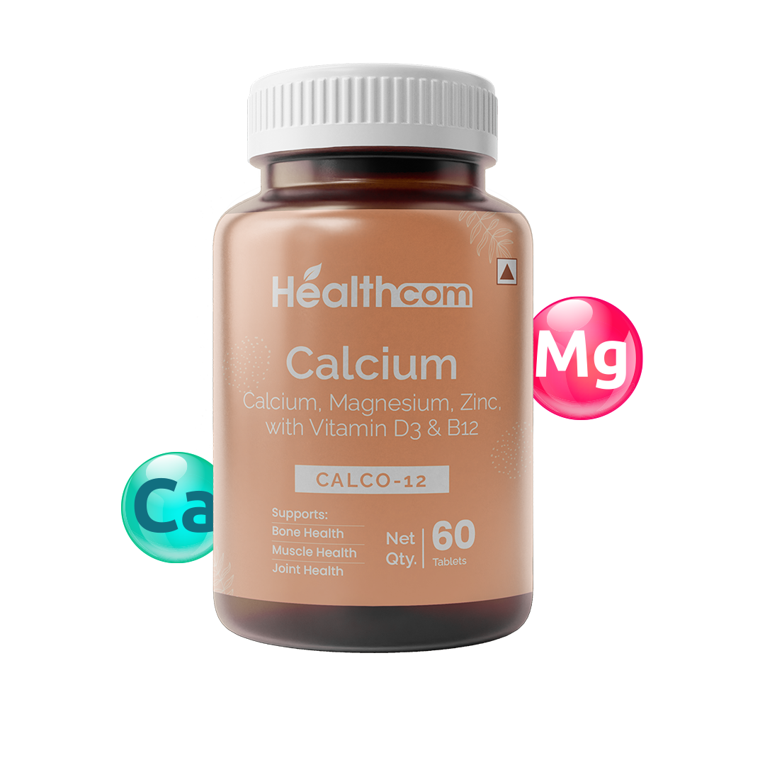Healthcom Calco-12 Tablets | Calcium & Vitamin D3 for Strong Bones | 60 Tabs
