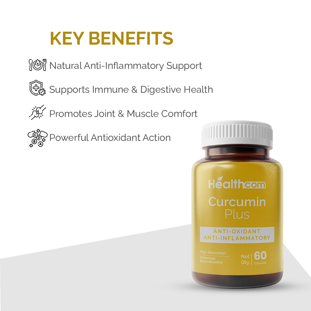 Healthcom Curcumin Plus Capsules | Turmeric Extract for Inflammation & Immunity | 60 Caps