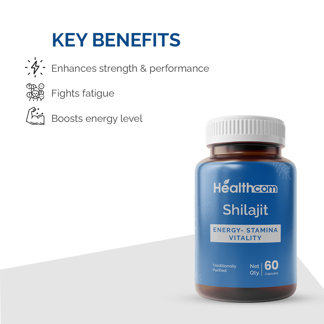 Healthcom Shuddha Shilajit Capsules | Pure Shilajit for Stamina & Vitality | 60 Caps