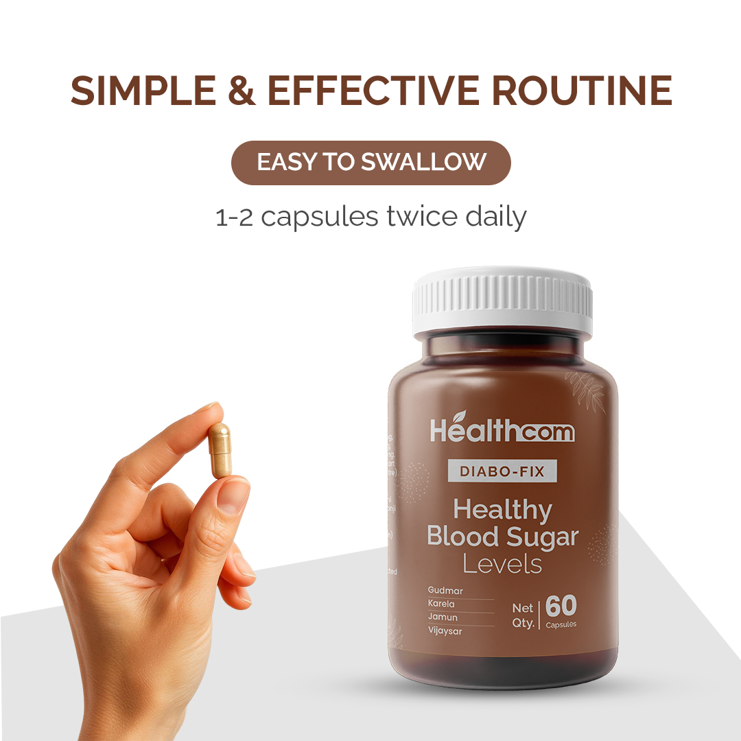 Healthcom Diabo-Fix Capsules | Ayurvedic Blood Sugar Support & Glucose Control | 60 Caps