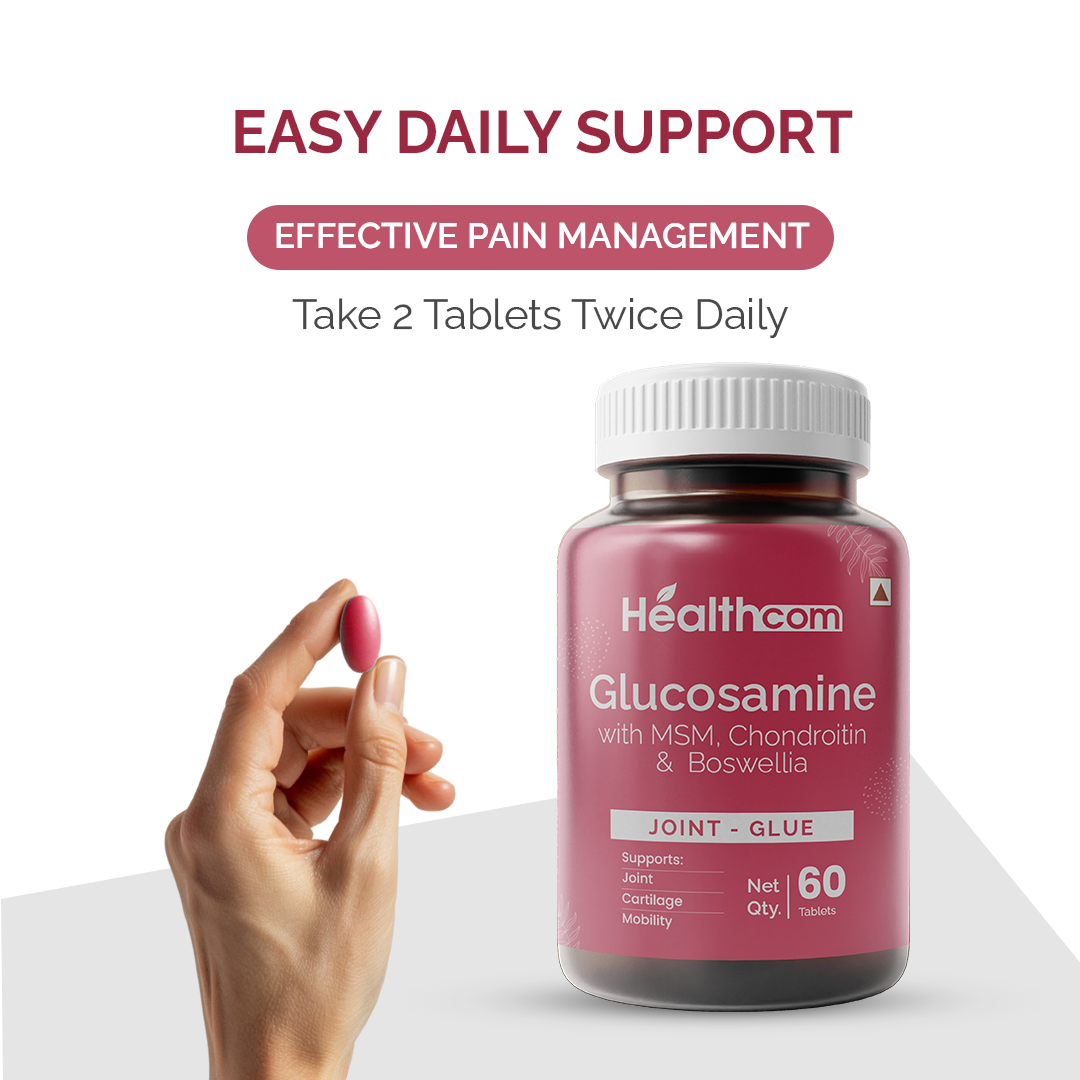 Healthcom Joint-Glue Glucosamine Sulphate Tablets | Joint Pain & Cartilage Support | 60 Tabs