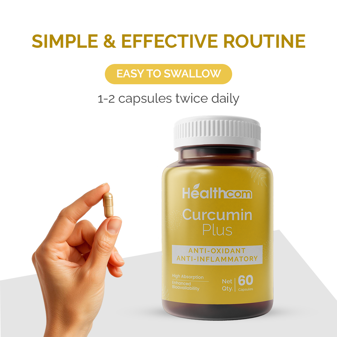 Healthcom Curcumin Plus Capsules | Turmeric Extract for Inflammation & Immunity | 60 Caps