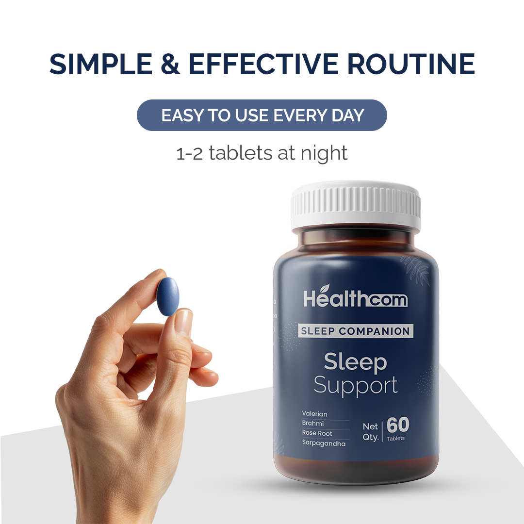 Healthcom Sleep Companion Tablets | Natural Sleep Aid & Relaxation Support | 60 Tabs
