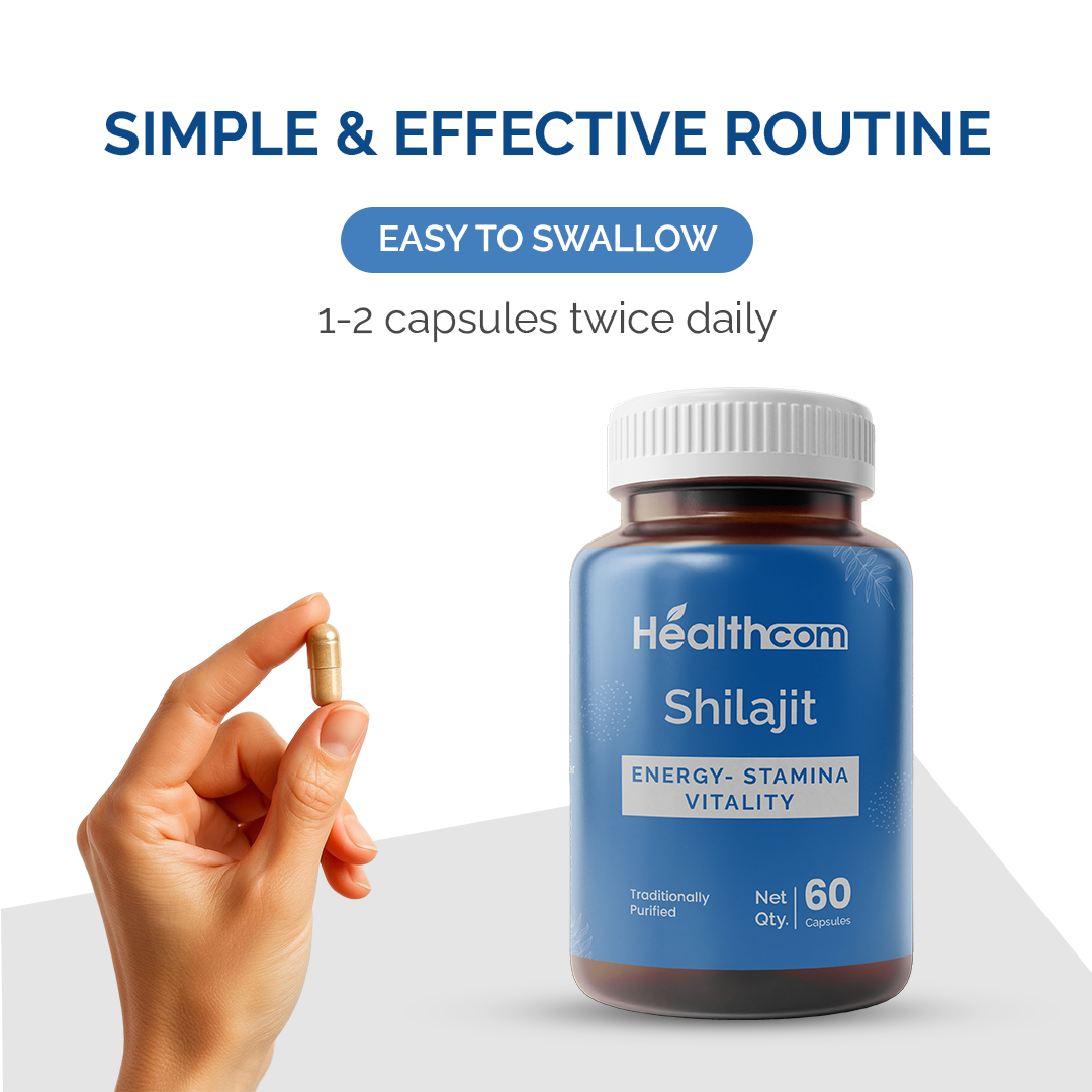 Healthcom Shuddha Shilajit Capsules | Pure Shilajit for Stamina & Vitality | 60 Caps