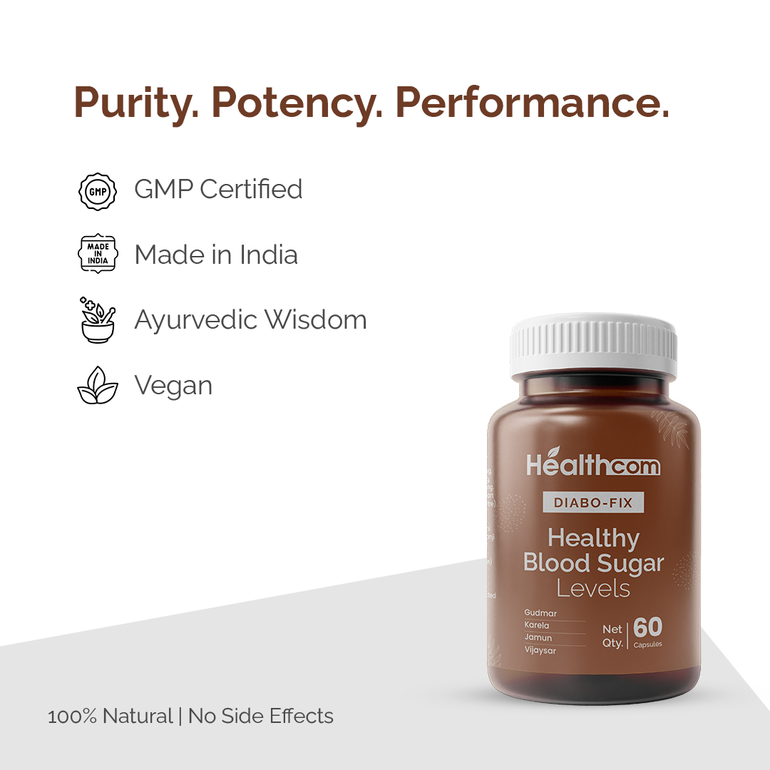 Healthcom Diabo-Fix Capsules | Ayurvedic Blood Sugar Support & Glucose Control | 60 Caps