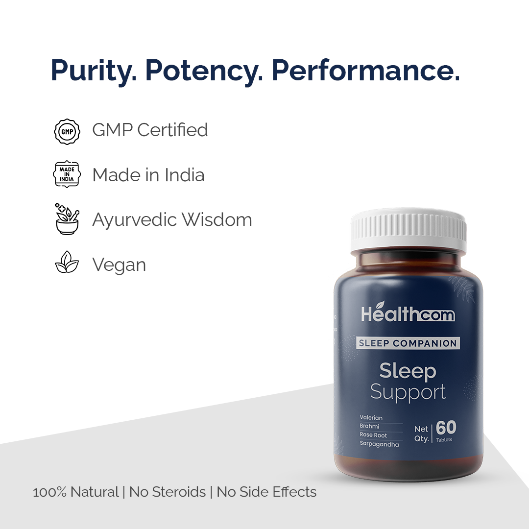 Healthcom Sleep Companion Tablets | Natural Sleep Aid & Relaxation Support | 60 Tabs