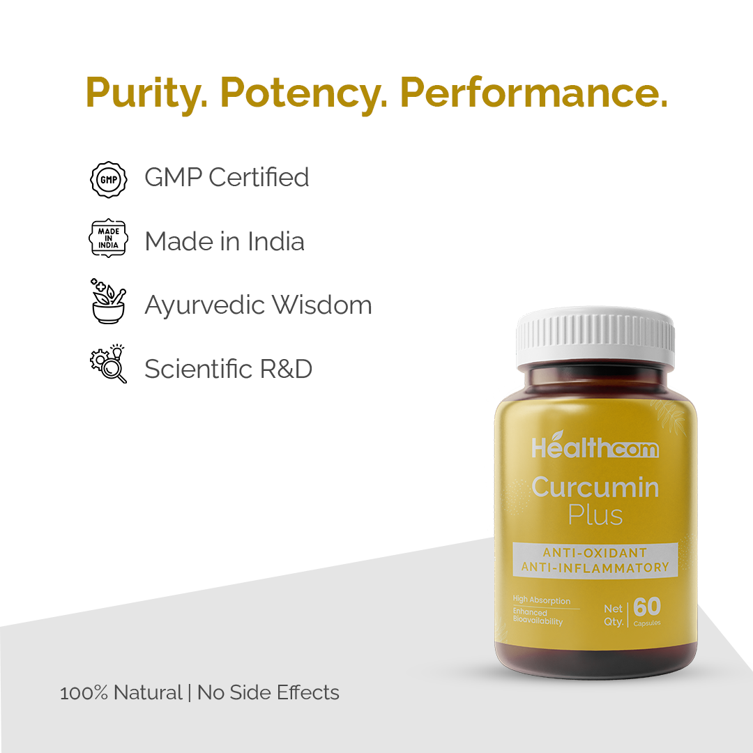 Healthcom Curcumin Plus Capsules | Turmeric Extract for Inflammation & Immunity | 60 Caps