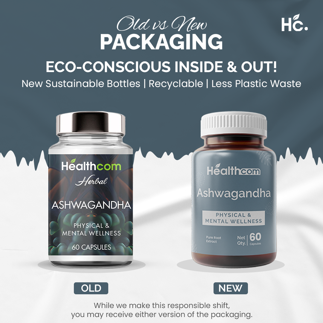 Healthcom Ashwagandha Capsules | Stress Relief & Energy Booster | 60 Ayurvedic Caps