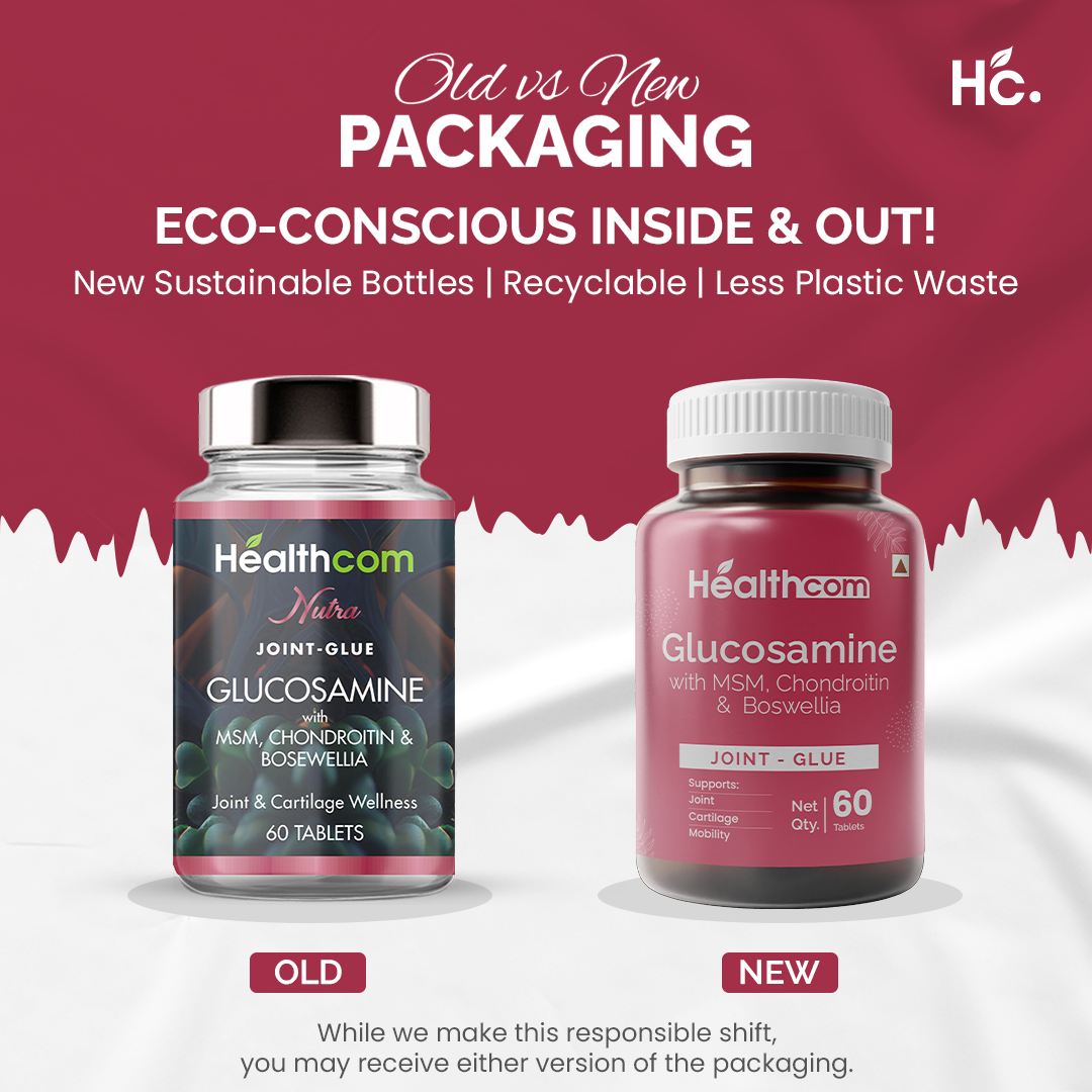 Healthcom Joint-Glue Glucosamine Sulphate Tablets | Joint Pain & Cartilage Support | 60 Tabs