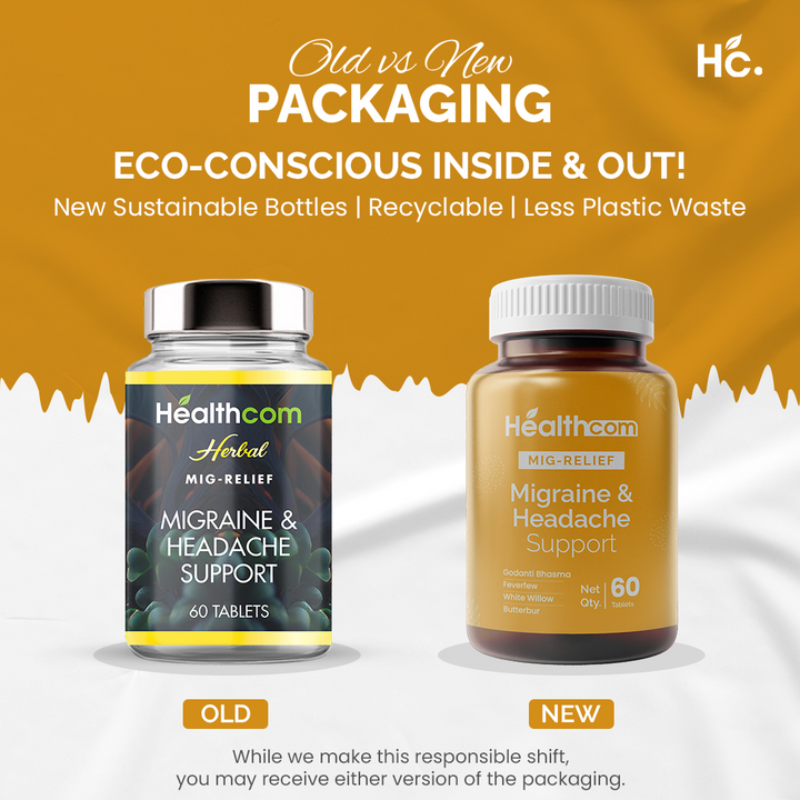 Healthcom Mig-Relief Tablets | Natural Headache & Migraine Support | 60 Tabs