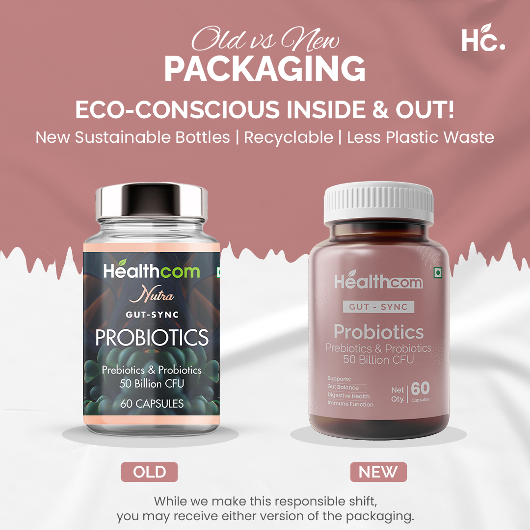 Healthcom Gut-Sync Probiotics Capsules | Digestive Health & Gut Flora Support | 60 Caps