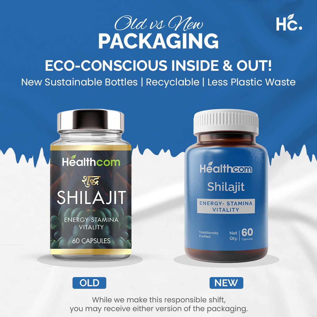 Healthcom Shuddha Shilajit Capsules | Pure Shilajit for Stamina & Vitality | 60 Caps