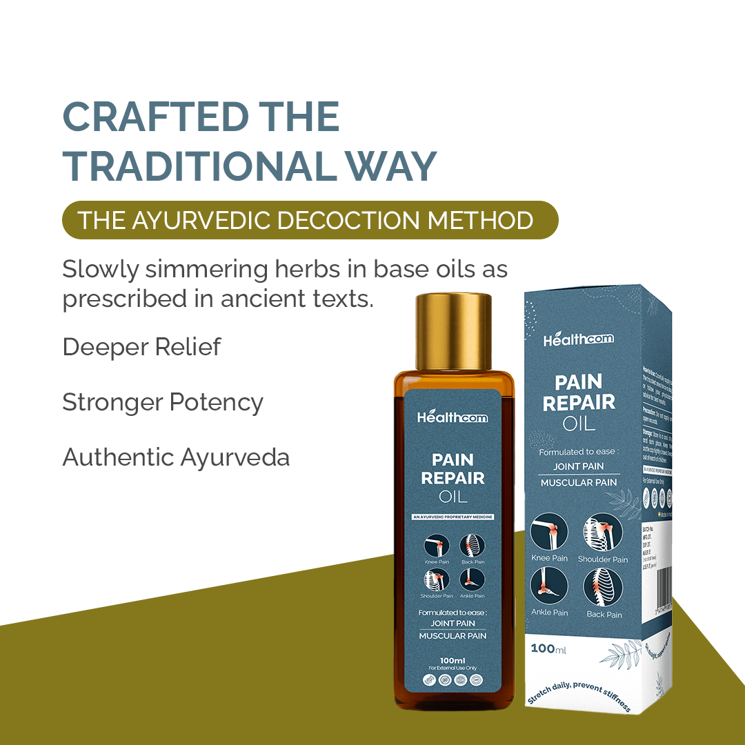 Healthcom Pain Repair Oil | Ayurvedic Relief for Joint, Muscle, Back & Knee Pain | 100ml