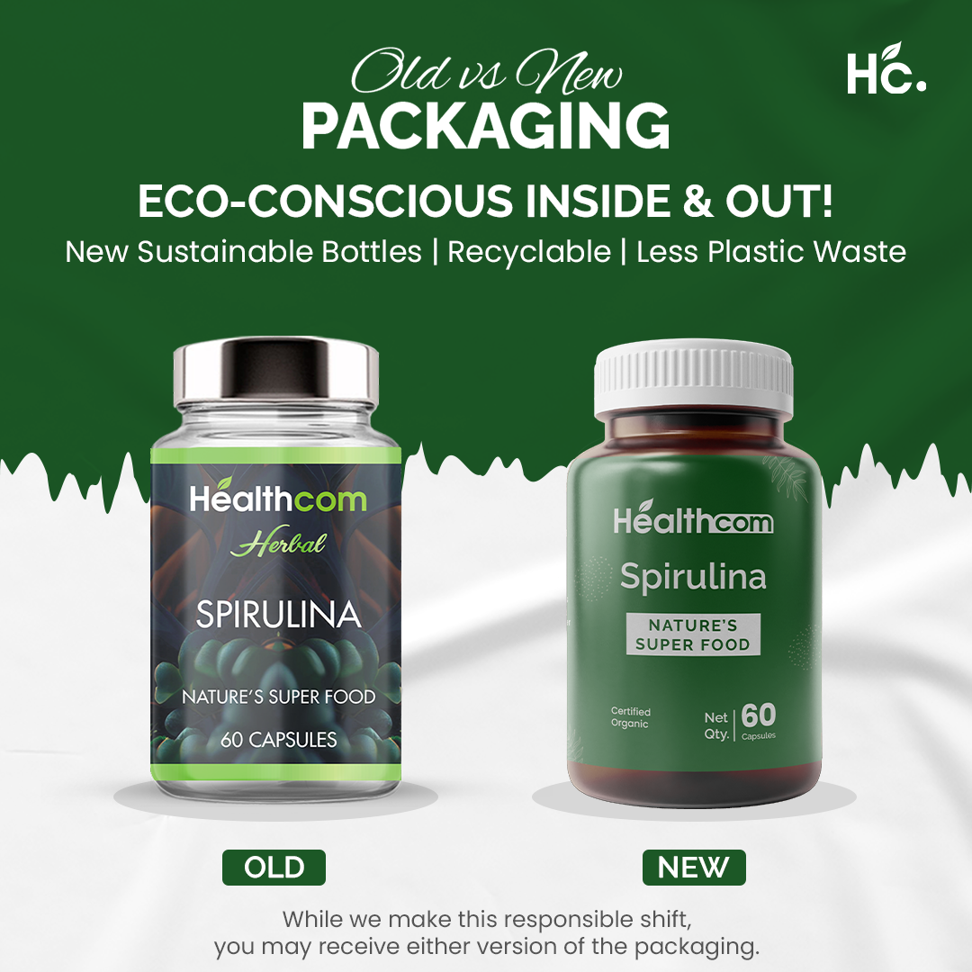 Healthcom Spirulina Capsules | Nature's Superfood for Detox & Nutrition | 60 Caps