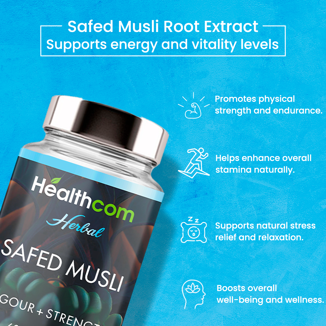 Healthcom Safed Musli Extract 60 Capsules 500mg